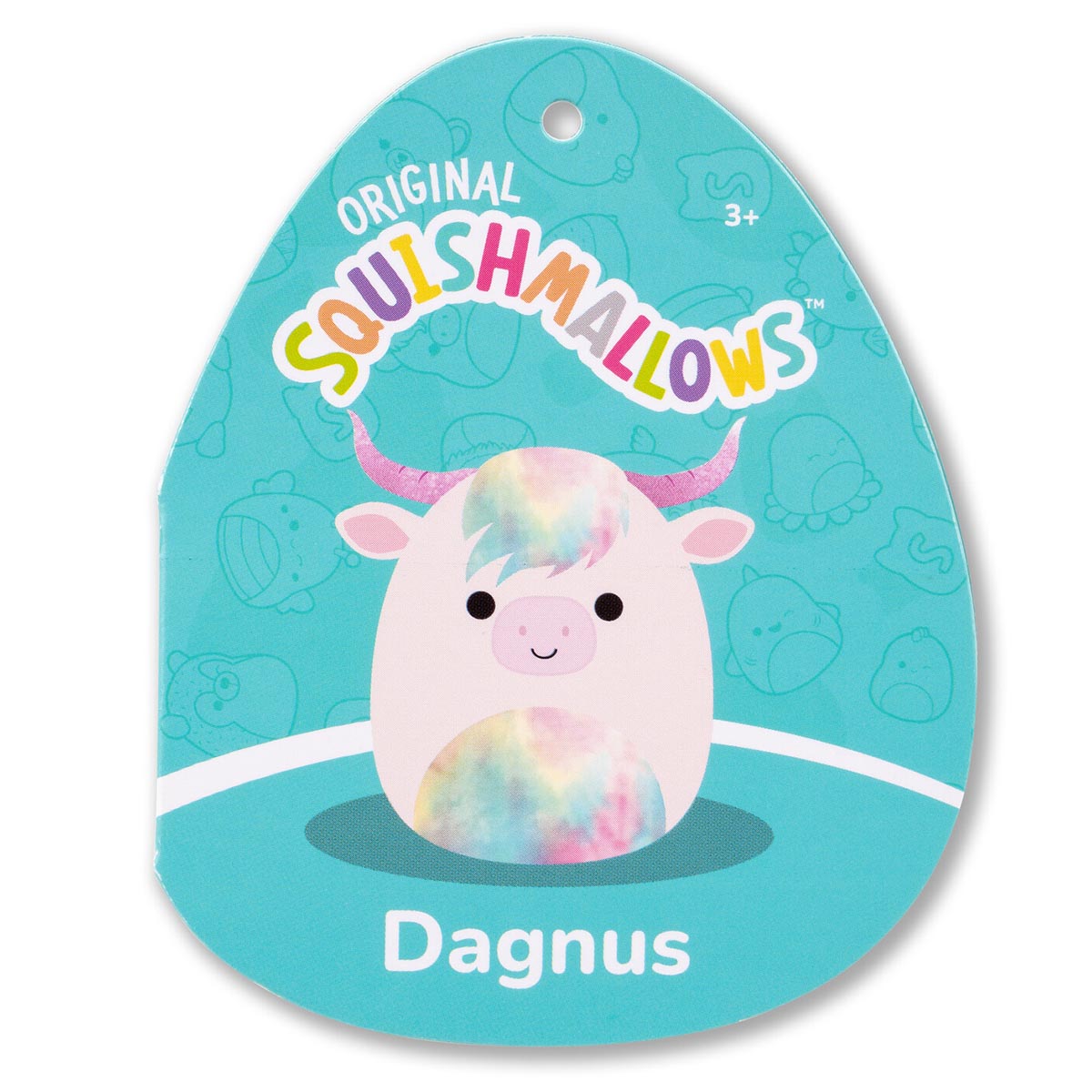 5-Inch Dagnus the Tan Highland Cow with Rainbow Tie-Dye Belly